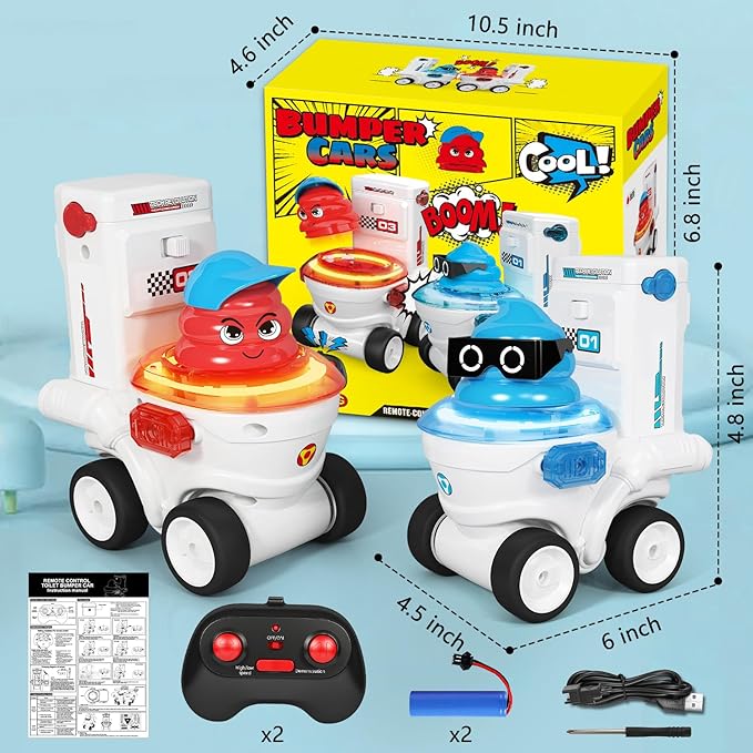 Remote Control Car Toys Set of 2 for Kids Rechargeable RC Car Ejecting Bumper Car with LED Light & Music Effects RC Vehicle Birthday for Kids Age 3 4 5 6 7 8+ Family Interaction
