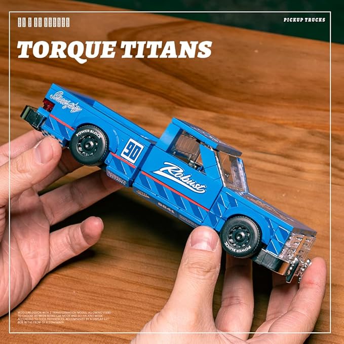 PB8841 1:32 American Retro Pickup Truck Buliding Blocks Set, 392 Pieces Scale Model Car Toy Container Display Box, Clamping Blocks Display Model for Home or Office Décor