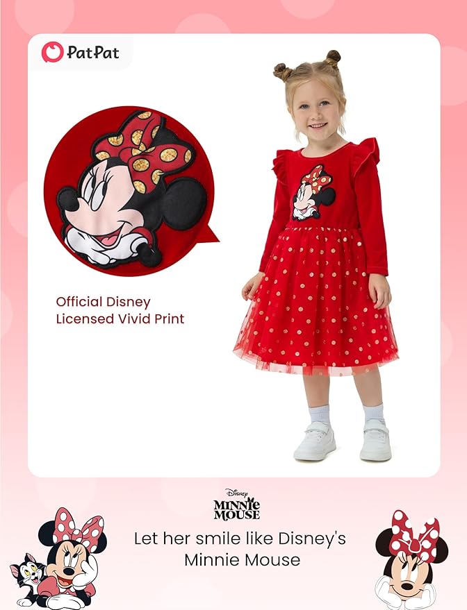 Disney Princess Frozen Minnie Mouse Dress Girls Sparkle Ruffle Tulle Tutu Birthday Party Fall Outfits Clothes Baby to Toddler