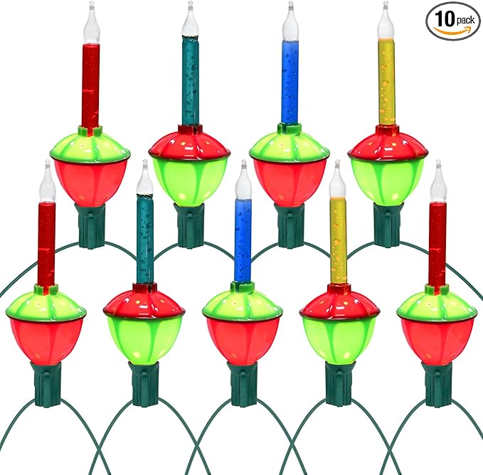 8.8 Feet Vintage Christmas Bubble Lights with 10 Bubbling Bulbs(1 Spare), Multicolor Vintage Bubble Christmas Lights Waterproof for Holiday Decorations for Trees Porch Home, E12 Base, 5 Watt