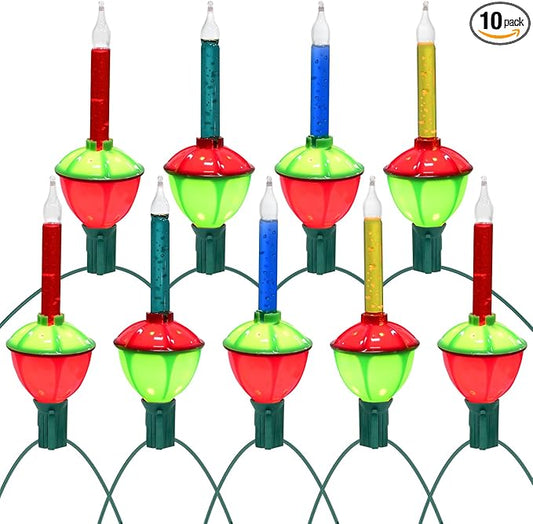 8.8 Feet Vintage Christmas Bubble Lights with 10 Bubbling Bulbs(1 Spare), Multicolor Vintage Bubble Christmas Lights Waterproof for Holiday Decorations for Trees Porch Home, E12 Base, 5 Watt