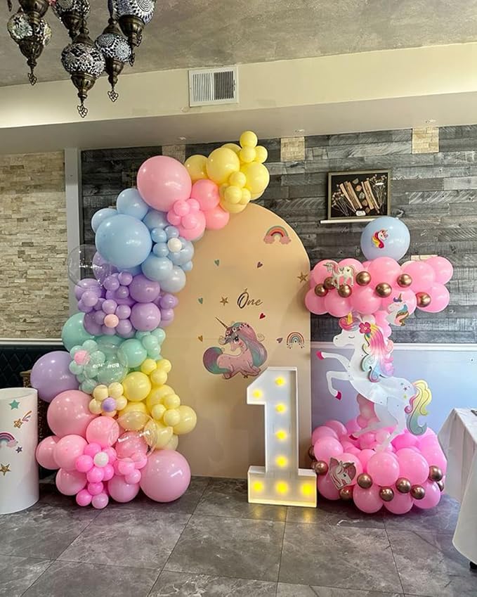 Pastel Balloons Arch Garland Kit, 146PCS Pastel Balloons 4 Sizes 18/12/10/5 Inch, Macaron Rainbow Balloon Arch Kit for Unicorn Birthday Baby Shower Wedding Easter Party Decorations