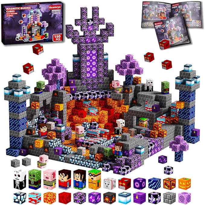 150 PCS Magnetic Blocks - Building Block for Kids Ages 4-8, Magnet Blocks Cubes Tiles Constructions Toys Girl Boy, STEM Educational Stacking Toy (BSG002)