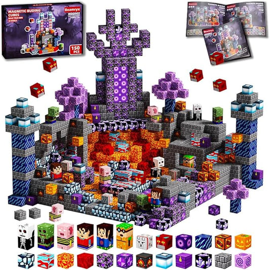 150 PCS Magnetic Blocks - Building Block for Kids Ages 4-8, Magnet Blocks Cubes Tiles Constructions Toys Girl Boy, STEM Educational Stacking Toy (BSG002)