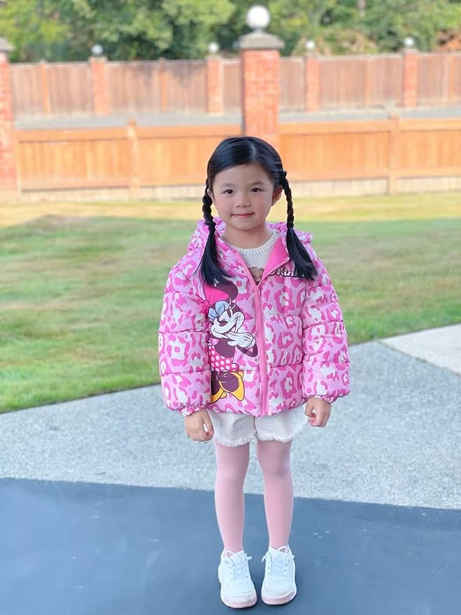 Disney Stitch Frozen Elsa Minnie Mouse Toddler Girl/Boy Puffer Jacket Kids Heavyweight Hooded Warm Winter Down Coat 2-13Years