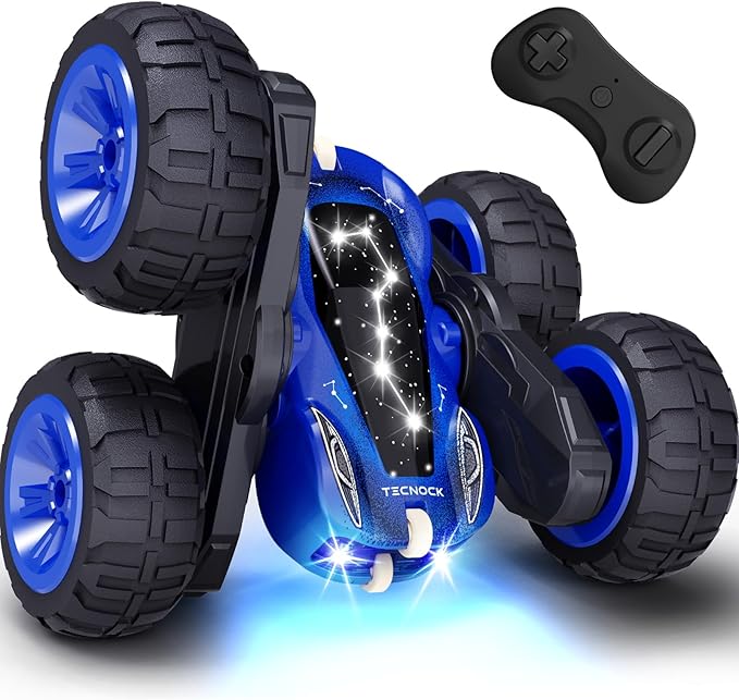 Tecnock Remote Control Car, 2.4GHz RC Cars with USB-C Easy Charging, 4WD Double Sided 360° Rotates and Flips RC Stunt Car, Toys Gift for Boys and Girls Ages 6-8, 8-12