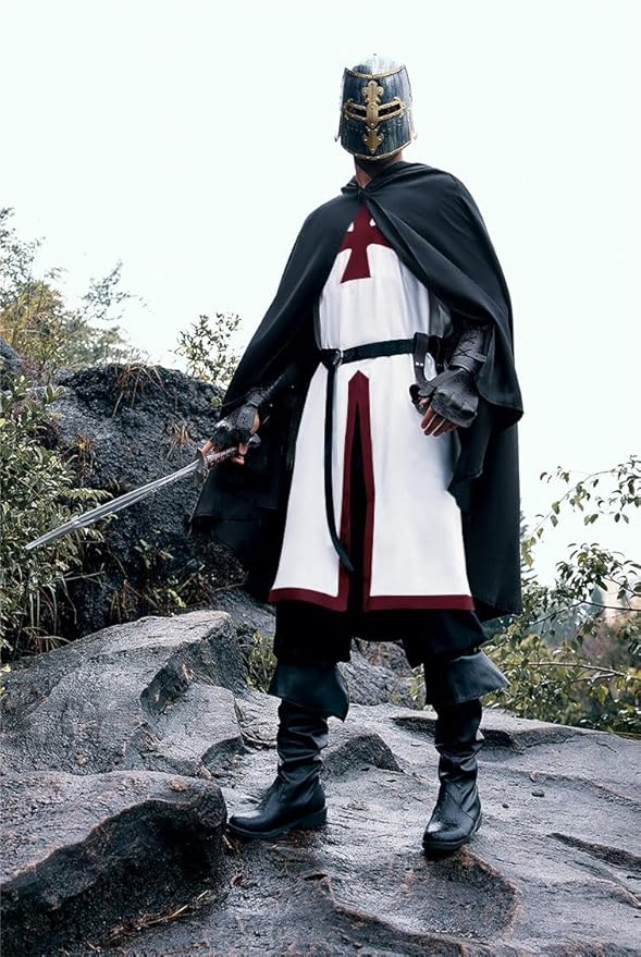 Runcati Mens Medieval Crusader Knights Tunic Renaissance Warrior Templar Cosplay Costumes Tops