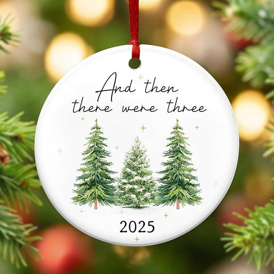 OASSIE Baby's First Christmas Ornaments 2025 - Glass Christmas Ornaments 2025 for Tree Decorations - Gifts for New Mom Dad Parents Couples, Family of Three, Pregnancy Announcement for Grandparents