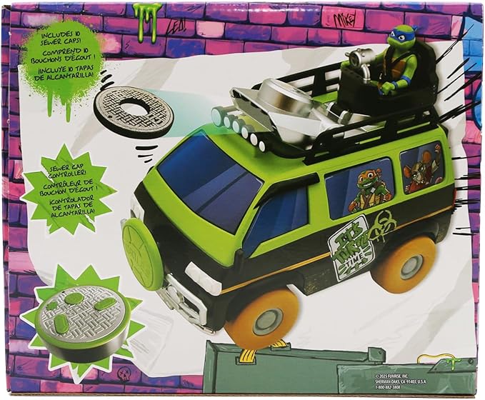 Teenage Mutant Ninja Turtles: Tales of The TMNT – Sewer Cap Striker RC Car | Full-Function Remote Control Vehicle | Launches 10 Foam Sewer Caps | Sewer Cap Remote Controller | Ages 6+