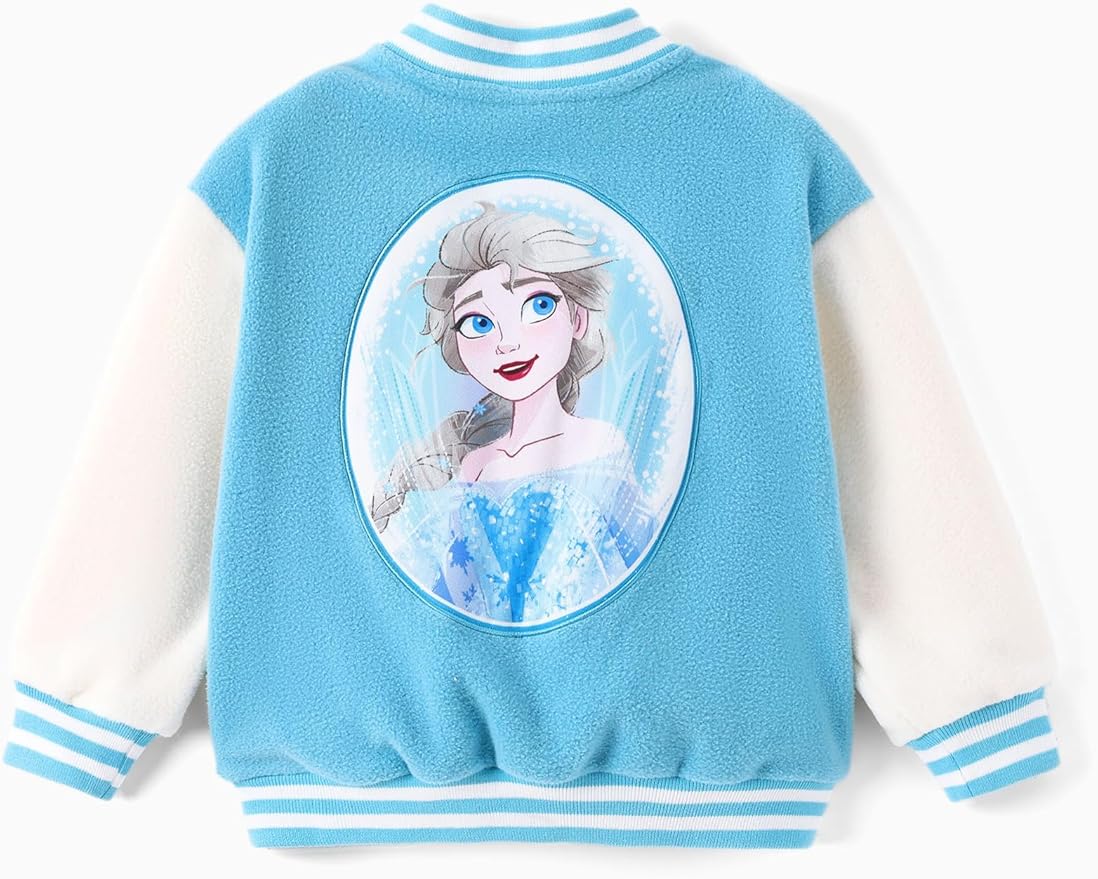 Disney Minnie Mickey Stitch Princess Frozen Elsa Marvel Jacket Lightweight Coat Button up Color Block Sweatshirt 2-14 Years