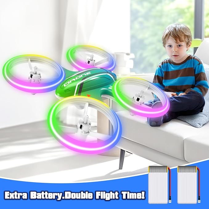 Drones for Kids and Beginners Mini RC Drone Quadcopter,Headless Mode,360° Flips,3 Speed ModesBlue & Green Lights, Propeller Protection,Indoor Outdoor Mini Quadcopter Toy Birthday Gift for Boys Girls