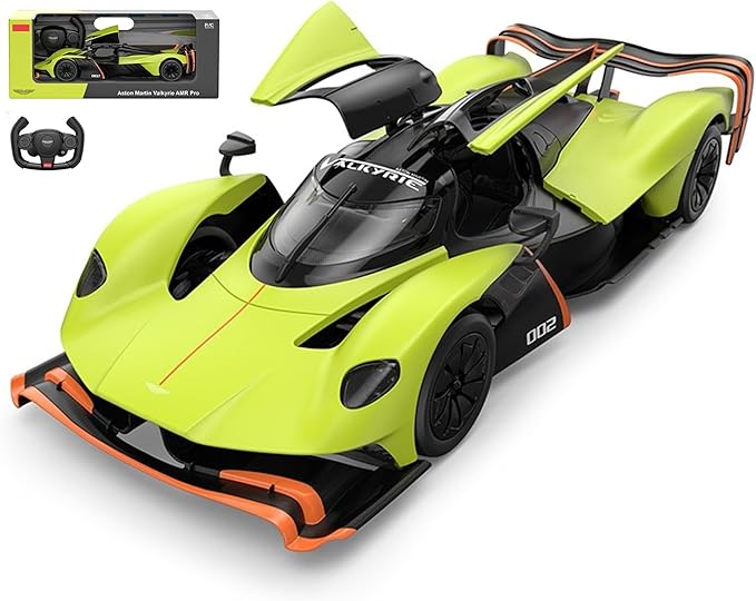 Voltz Toys 1/14 Scale Le Mans RC Car Licensed Aston Martin Valkyrie AMR Pro Remote Control Toy Car Model for Kids and Adults with Open Doors and Lights Gift for Kids and Adult (Green)