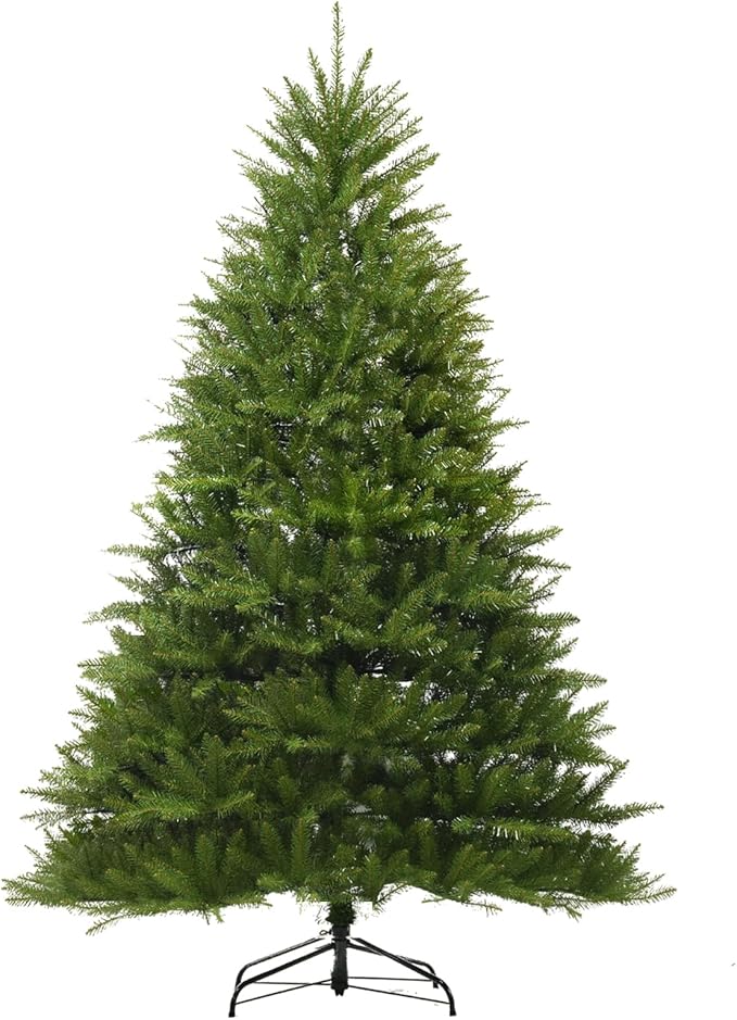 7.5FT Unlit Christmas Tree Green, Dunhill Fir Artificial Tree with 2514 PVC Branch Tips, Realistic Full Shape, Foldable Metal Stand for Indoor Home, Office & Holiday Decoration