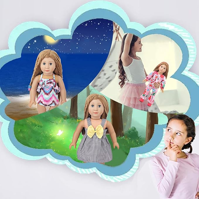 10 Sets of 18 Inch American Doll Clothes, Including 10 of Doll Clothing Dress Outfits for American Dolls, Birthday Gifts for Kids