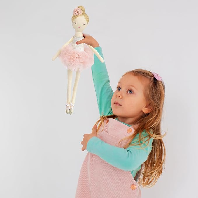 MON AMI Charlotte The Ballerina Stuffed Doll - 15”, Plush Ballerina Doll for Girls, Use as Toy or Room Decor for Kids of All Ages