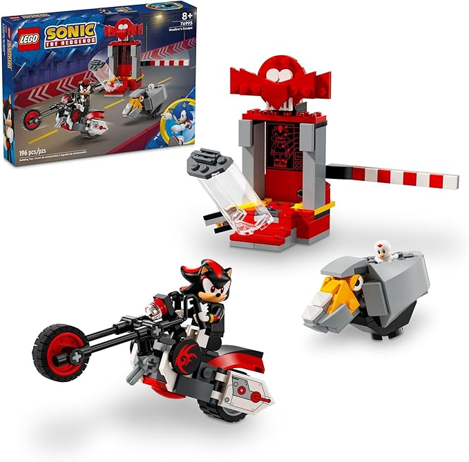 LEGO Sonic The Hedgehog Shadow The Hedgehog Escape Building Set, Motorcycle Toy, Video Game Character Figures, Sonic Toy for Kids, Gift for Gamers Ages 8 Plus, 76995