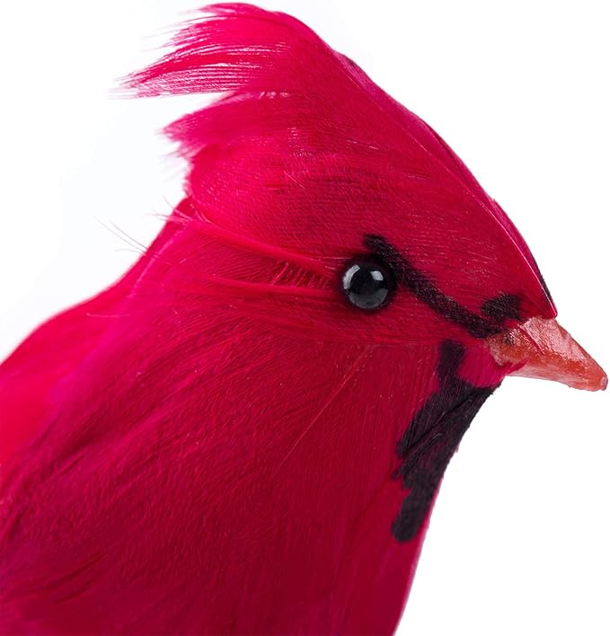 Ogrmar 12 Pack Red Birds Ornaments Handmade Artificial Birds Clip on Christmas Tree for Christmas Tree Wreaths Garland Decorations (Red)