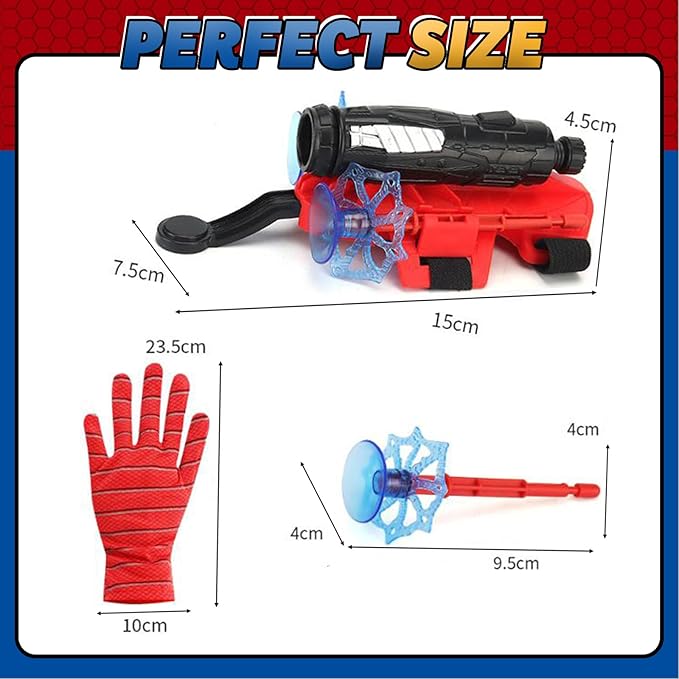 3 Sets Spider Web Shooters Wrist Launcher Toys with Hero Gloves Auto Resetting Boards Spider Cape and Mask Cosplay Costume for Kids Halloween Christmas Birthday Party Present for Boys Girls