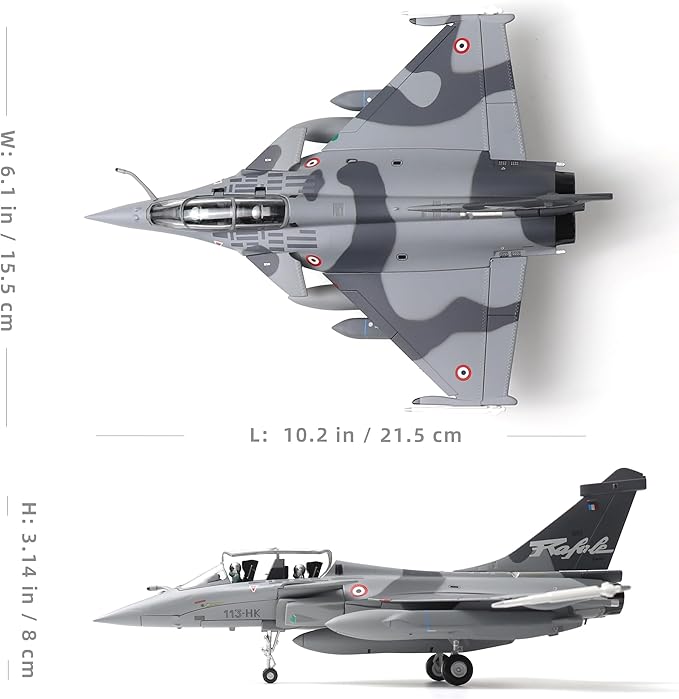 1/72 French Dassault Rafale B NATO Tiger Diecast Metal Fighter Jet Model Kits Pre-Build Replica Military for Display Collection or Gift (Camouflage)