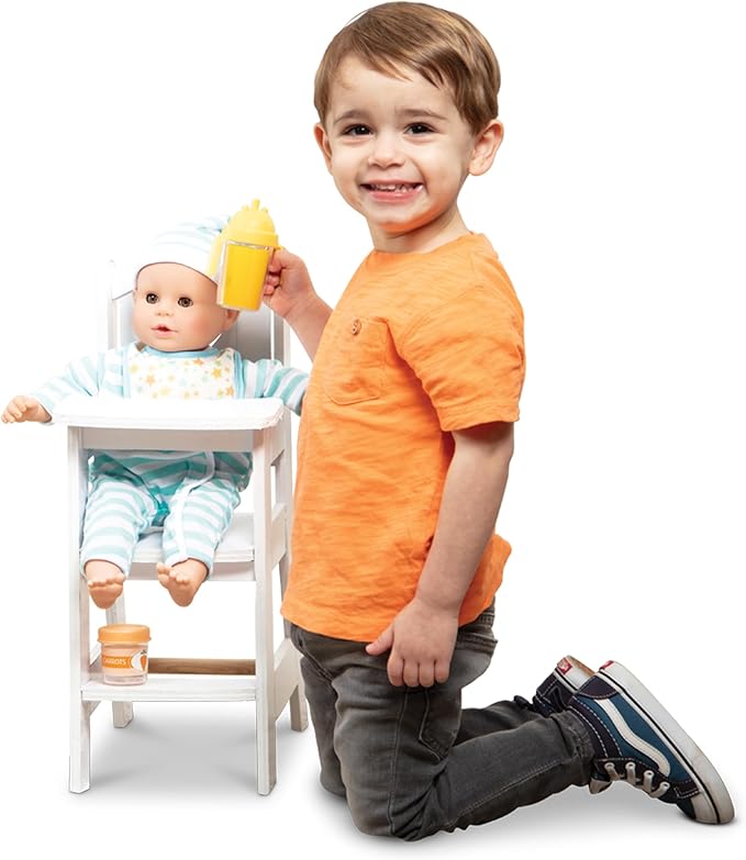 Melissa & Doug Play High Chair - Pretend Play High Chair Baby Doll Accessories,White