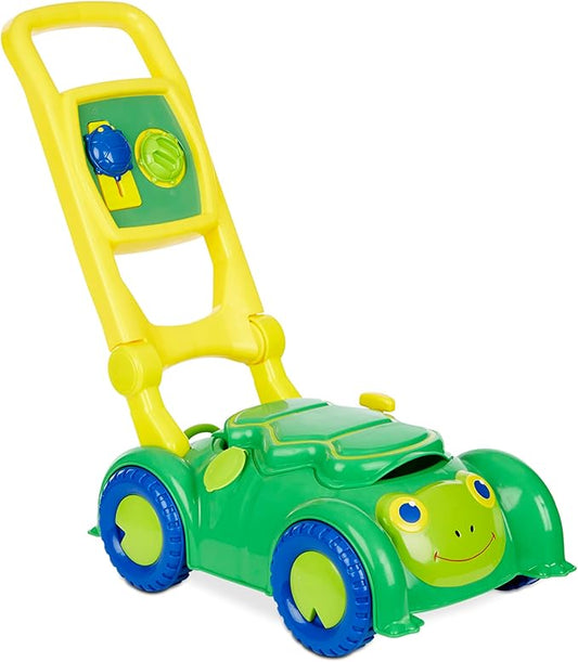 Melissa & Doug Sunny Patch Snappy Turtle Lawn Mower - Pretend Play Toy for Kids - Turtle-Themed Pretend Kids Lawn Mower Developmental Push Toy For Toddlers