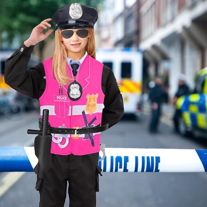 Kyson 8Pcs Police Costume Kit for Boys Police Officer Cop Dress Up Accessories Halloween Career Day