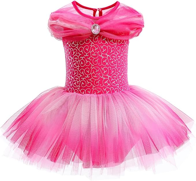 DYMCII Baby Girls Princess Ballet Dress Short Sleeve Leotards Skirted Tutu Dancewear Halloween Christmas Party Fancy Costume