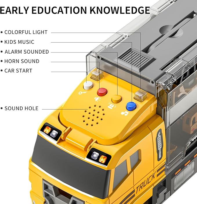 TEMI Toddler Toys for 3 4 5 6 Years Old Boys, Die-cast Construction Toys Car Carrier Vehicle Toy Set w/Play Mat, Kids Toys Truck Alloy Metal Car Toys Set for Age 3-9 Toddlers Kids Boys & Girls