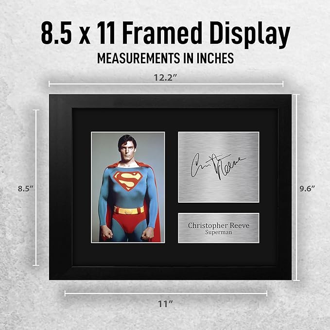 HWC Trading Christopher Reeve Superman Gifts USL Framed Printed Signed Autograph Picture for Movie Memorabilia Fans - US Letter Size