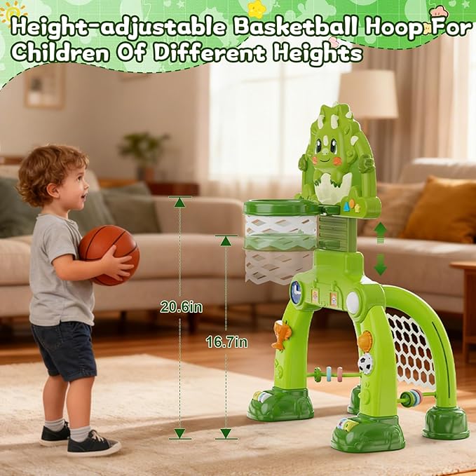 Toddler Basketball Hoop Soccer Goal for Kids 1-3, Baby Toys for 1 Year Old Boy Gifts, Kids Sports Toy with Light Sound Music, Baby Interactive Toys for Christmas Birthday Gifts for Baby