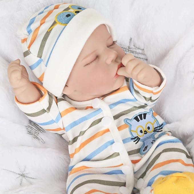 Lifelike Reborn Baby Dolls - 12 Inch Full Vinyl Realistic Baby Doll Sleeping Newborn Real Life Small Baby Doll for 3 + Year Old Kids