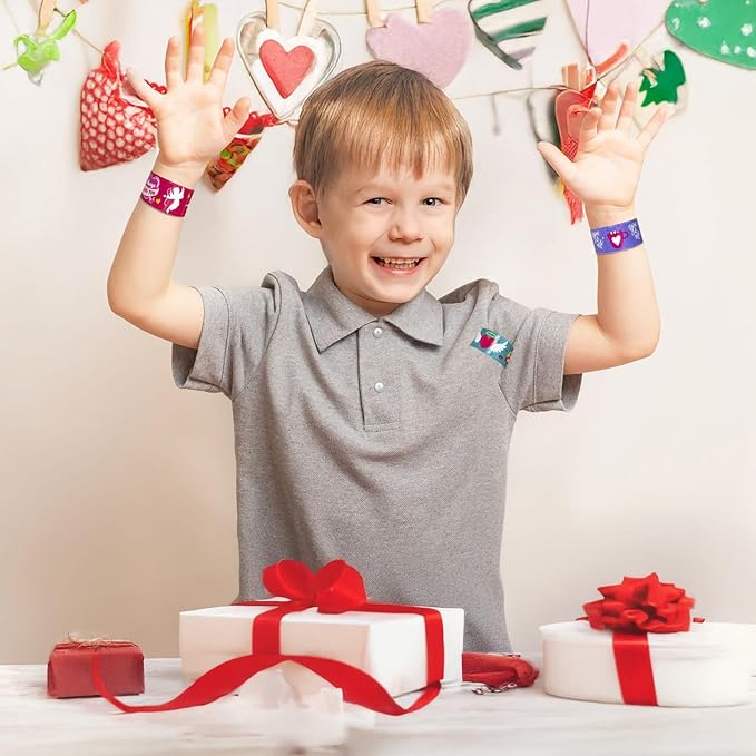 48PC Valentine's Slap Bracelets for Kids, Party Favors & Goodie Bag Fillers, Valentine’s Day Gifts for Students & Classrooms