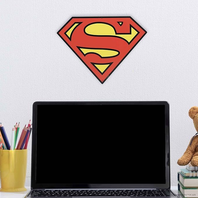 DC Comics Superman Logo Metal Sign - Fun Superman Wall Art for Man Cave, Bedroom or Movie Room