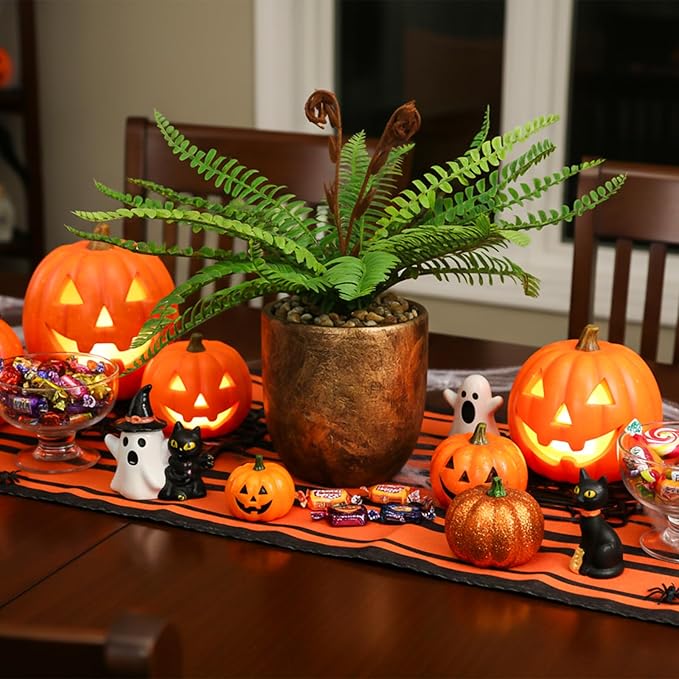 Artificial 21 Fronds Boston Ferns with Pot for Home and Outdoor Decor, Large Faux Fern Plants Decoration for Office & Living Room, Patio, Garden, Suitable for Christmas Decor (Golden Pot)