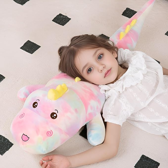 40inch Gaint Dinosaur Plush Stuffed Animals, Soft Rainbow Dinosaur Stuffed Large Pillow Toy, Cute Dinosaur Plushies Gift for Kids Boys Girls Birthday Holiday