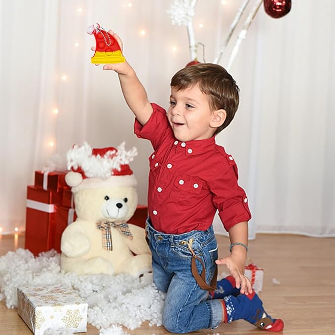 48PCS Christmas Pop Keychain PartyFavors Pop Push Fidget Toys Fidget Keychain for Kids Pop Toys Bubble Wrap Pop Toys Anxiety Stress Reliever for Kids Adults