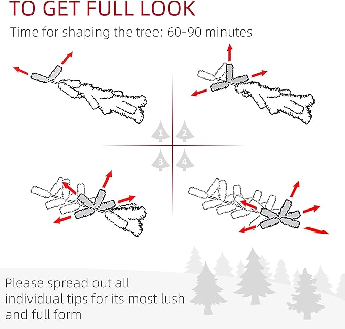 HOMCOM 9 Foot Artificial Christmas Tree, Pine Hinged Xmas Tree with 1939 Realistic Branches, Steel Base, Auto Open, Green with Snow-Flocked