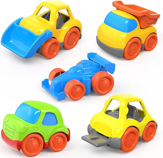 P&C 5 Pcs Toddler Mini Truck Toys for Ages 2-4, Beach Sand Outdoor Construction Toy Cars for Kids 12M+ 1 2 3 4 Years Old Boys and Girls, Great for Birthdays Children's Day Christmas Gifts