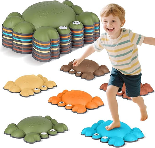 TOPNEW Toddler Stepping Stones for Kids, 6pcs Non-Slip Balance Stepping Stones for Promoting Children's Coordination Skills, Indoor & Outdoor Sensory Toys Obstacle Course for Kids Age 3 4 5 6 7+