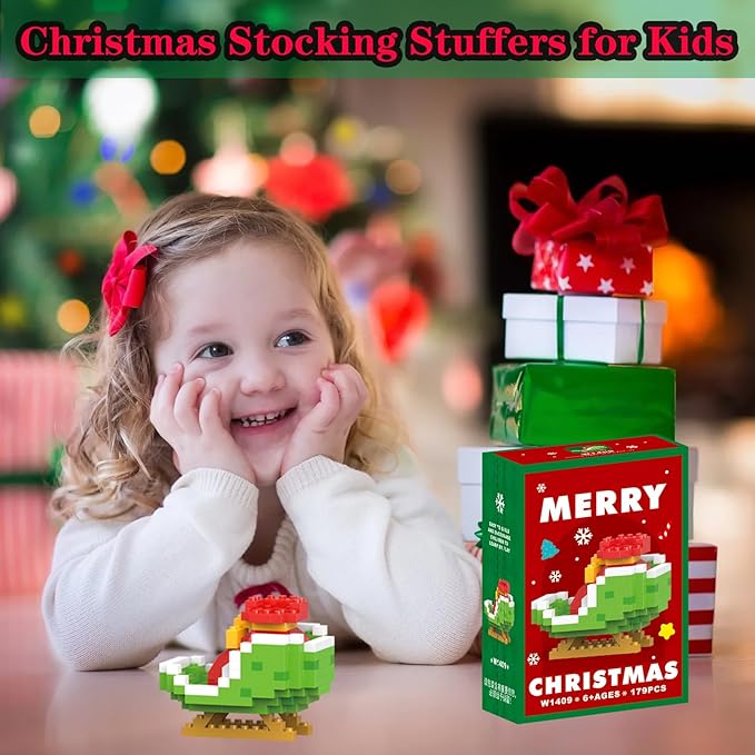 Christmas Sledges Building Blocks Set Compatible with Lego Advent Calendar 2025 Stacking New Toys Holiday Present Box New Year Xmas Gifts for Kids for Boys & Girls and Adults