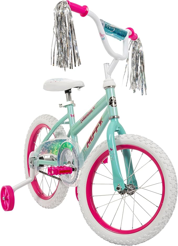 Huffy Illuminate Bike for Girls, 12/16/20 Inch Size Options, Ages 3+ Years Old, Removable Training Wheels (12" and 16" Only), Multiple Color Options, Easy Assembly, Streamers, Adjustable Seat, Durable