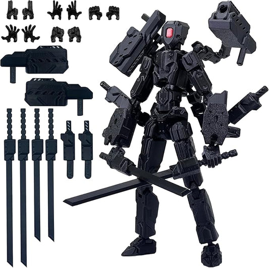 8 inch T13 (Assembly Completed) Action Figure Set,Robot 13 Multi-Articular Mobile Nova T-13,Desktop Decorations for Game Lovers Toys (Black)
