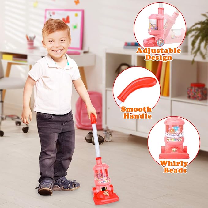Meland Kids Cleaning Set - 8Pcs Toddler Broom and Toy Vacuum Cleaner, Pretend Play Children House Cleaning Toys, Christmas Birthday Gift for Girls and Boys