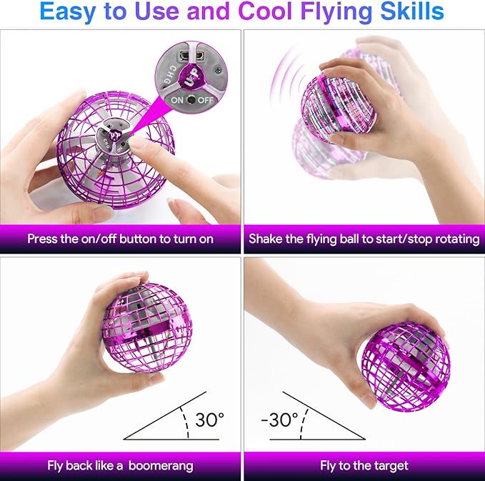 Flying Orb Ball 2024,Toys Soaring Hover Boomerang Spinner Hand Controlled Mini Drone Cosmic Globe Spinning Kids Adults Outdoor Fly Toy Birthday Gift Cool for Boys Girls 6 7 8 9 10+ Year Old (Purple)