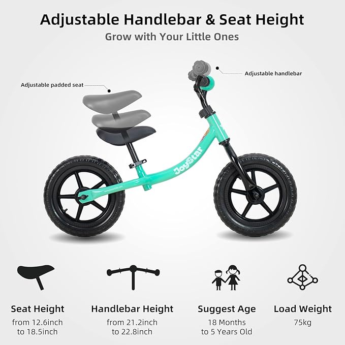 JOYSTAR Toddler Balance Bike 2 Year Old, Age 18 Months to 5 Years Old, No Pedal Bike with Adjustable Handlebar and Seat, Gift for 2-4 Boys Girls