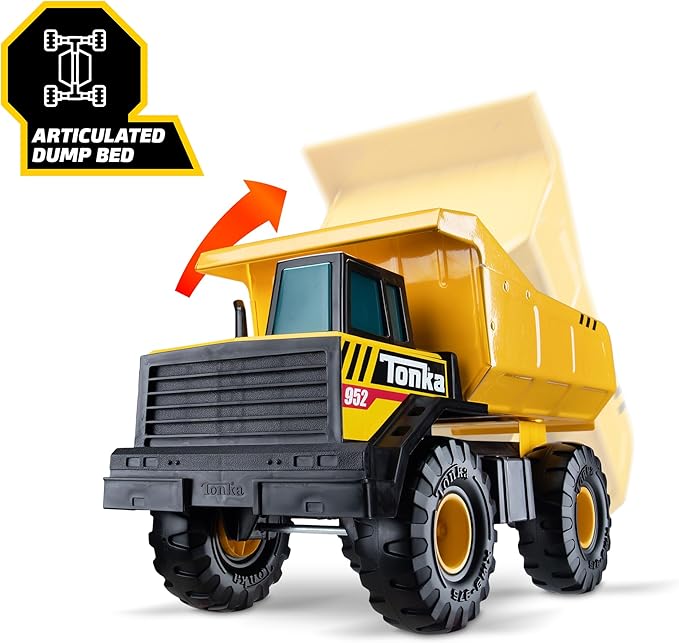 Tonka Steel Classics Mighty Dump Truck - Made with Steel & Sturdy Plastic, Yellow Toy Construction Truck, Boys and Girls, Kids, Toddlers, Ages 3+