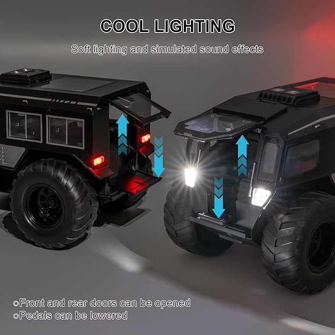 1:24 Sherp All Terrain Off Road Vehicle Diecast Car Model, Collecting Diecast Pull Back Beach Motorcycle Toys Car for Kids Boys Girls (Black)