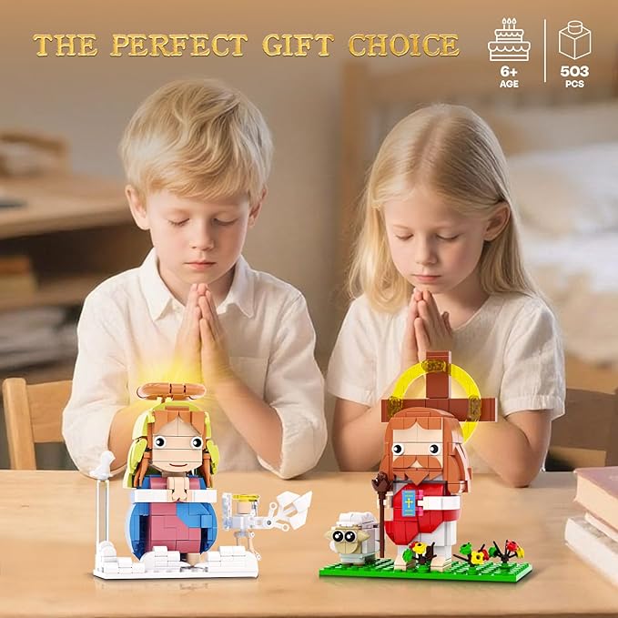 Jesus & Virgin Mary Building Set, Compatible with Lego Jesus Figures, Thanksgiving, Christmas, Easter Gift, Christian Gift for Kids Boys Girls 6+ (503 PCS)