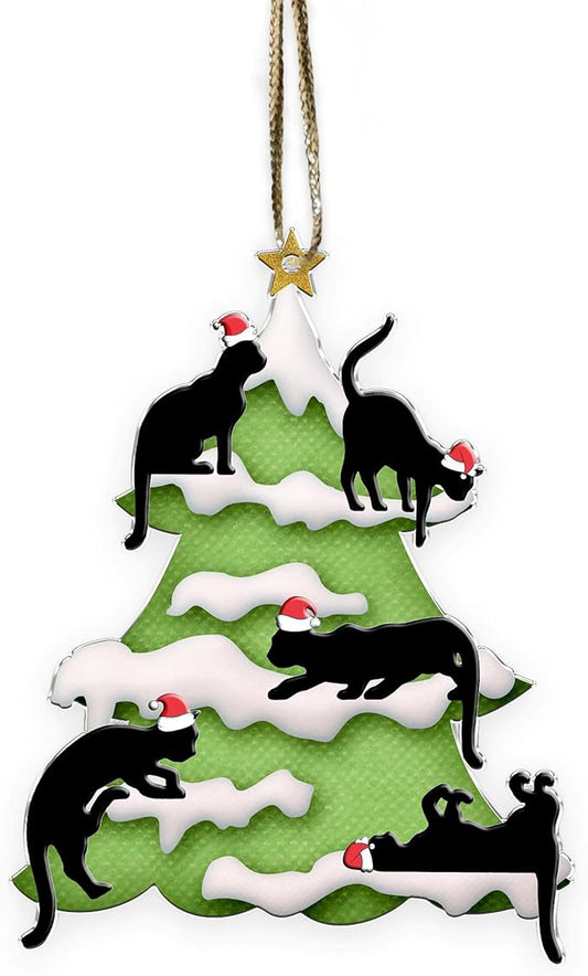 1 pcs 2 Side Printed Crazytops Black Cat Christmas Ornament - Black Cat Xmas Decor Tree Hanging - 2021 Christmas Ornament, Black Cat 10