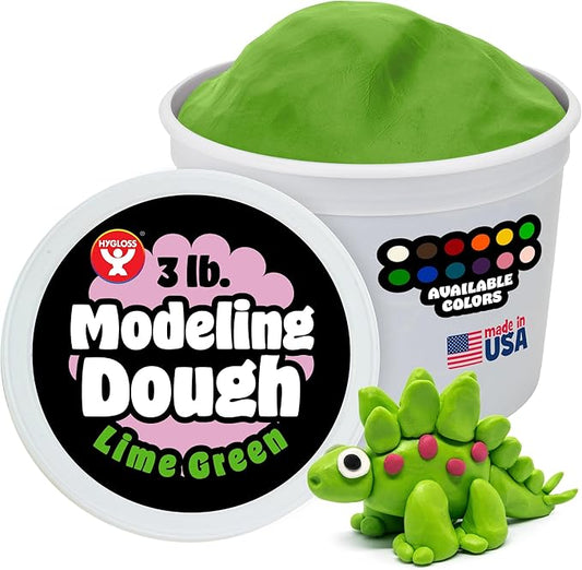 Hygloss Play Modeling Dough for Kids – Safe & Non-Toxic Sensory Dough for Arts and Crafts – 3 lb Tub – Play Clay for Toddler Activities, Preschool Classroom Must-Haves – Lime Green Color, Unscented